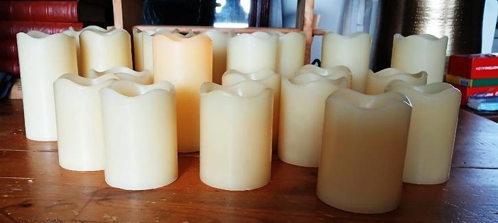 Wax kaarsen vlakkerend op batterijen diverse maten, Antiek en Kunst, Curiosa en Brocante, Ophalen of Verzenden