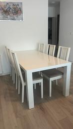 IKEA witte eettafel 180x90 cm met 6 stoelen, Huis en Inrichting, Complete eetkamers, Ophalen, Gebruikt, 4 tot 6 stoelen