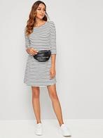 NIEUW! Trendy leuke casual basic streep jurk maat XL 46, Verzenden, Nieuw, Maat 46/48 (XL) of groter, Wit