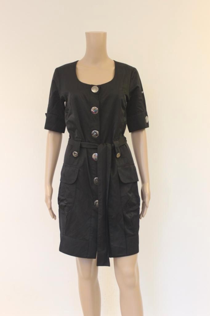 Airfield zwarte jurk met zilveren knopen maat 38, Kleding | Dames, Jurken, Zo goed als nieuw, Maat 36 (S), Zwart, Boven de knie