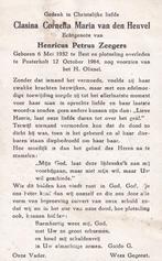 Heuvel Clasina 1932 Best 1964 Posterholt, Ophalen of Verzenden, Bidprentje