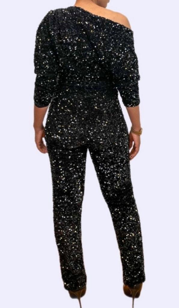 Schitterend glitter Jumpsuit van Melissa Oosterwolde, Kleding | Dames, Jumpsuits, Zo goed als nieuw, Maat 42/44 (L), Groen, Ophalen of Verzenden