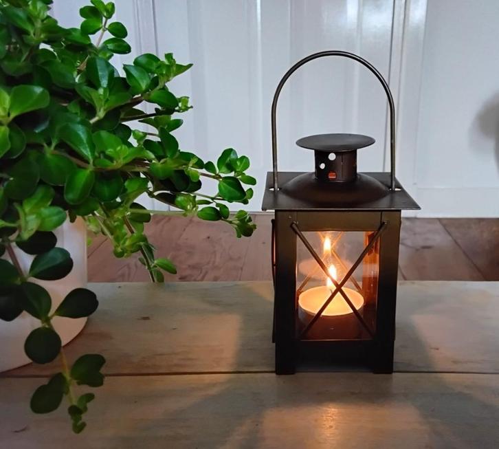 Lantaarntje - waxinelichthouder - koper-brons-goudkleuri, Huis en Inrichting, Woonaccessoires | Kandelaars en Kaarsen, Gebruikt