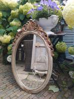 Mooie grote ovalen houten kuif spiegel, Huis en Inrichting, Woonaccessoires | Spiegels, Ophalen, Ovaal, Minder dan 50 cm, Minder dan 100 cm