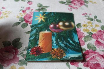 3D Stereo Kerst Postkaart - Gele Kaars, Ster, Kerstballen CH beschikbaar voor biedingen