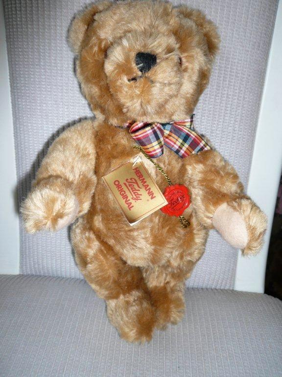 Hermann Rood Reggie mooie teddybeer met bromstem, Verzamelen, Beren en Cherished Teddies, Zo goed als nieuw, Stoffen beer, Overige merken