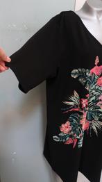 MS Mode xl prachtig tuniek/jurk zwart met bloem, Verzenden, Zo goed als nieuw, MS Mode, Jurk