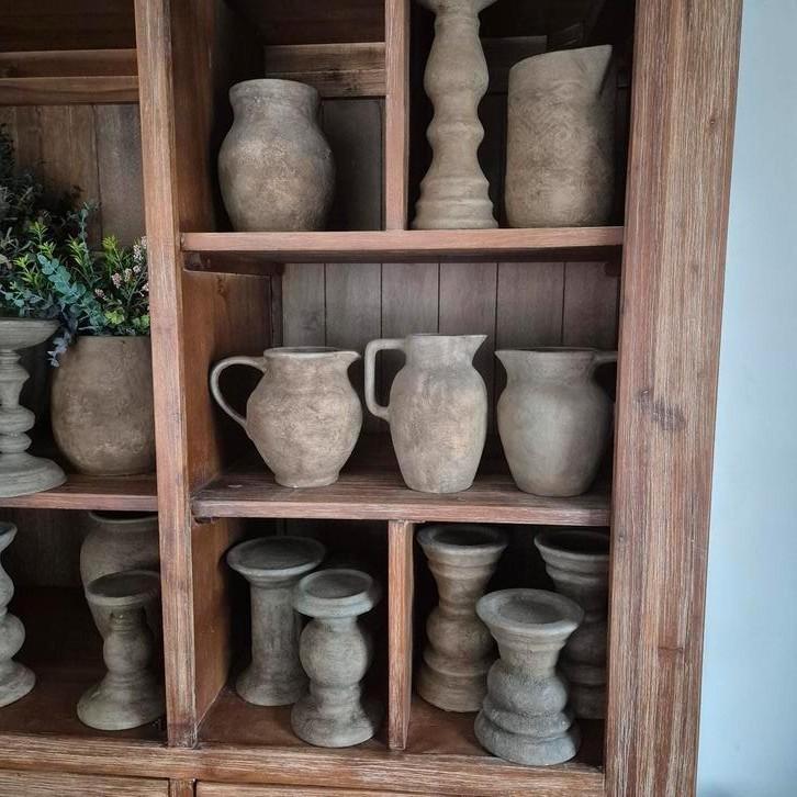 Stoer landelijk kruiken kandelaren bloempotten vazen potten, Huis en Inrichting, Overige Huis en Inrichting, Zo goed als nieuw