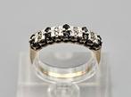 Gouden Vintage ring edelsteen saffier en diamant. 2025/348., Ophalen of Verzenden, Goud, Ring, Met edelsteen