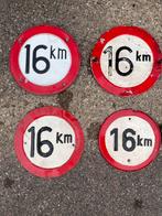 4 stuks ALUMINIUM 16 kilometer bordjes, Verzamelen, Ophalen, Gebruikt