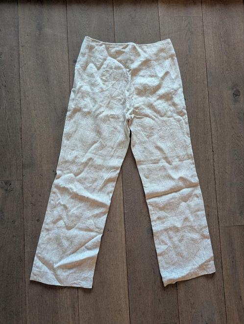 Beige duurzame linnen broek lang Palaver - maat 36 / S, Kleding | Dames, Broeken en Pantalons, Zo goed als nieuw, Maat 36 (S)