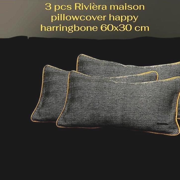 3 pcs rivièra maison happy harringbone pillow covers + inner, Huis en Inrichting, Woonaccessoires | Kussens, Ophalen of Verzenden