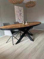 Industriële eettafel ovaal, Huis en Inrichting, Tafels | Eettafels, Ophalen, 100 tot 150 cm, Teakhout, 200 cm of meer