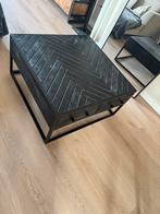 Zwarte houten salontafel met lades, Ophalen, 50 tot 100 cm, Vierkant, 50 tot 100 cm