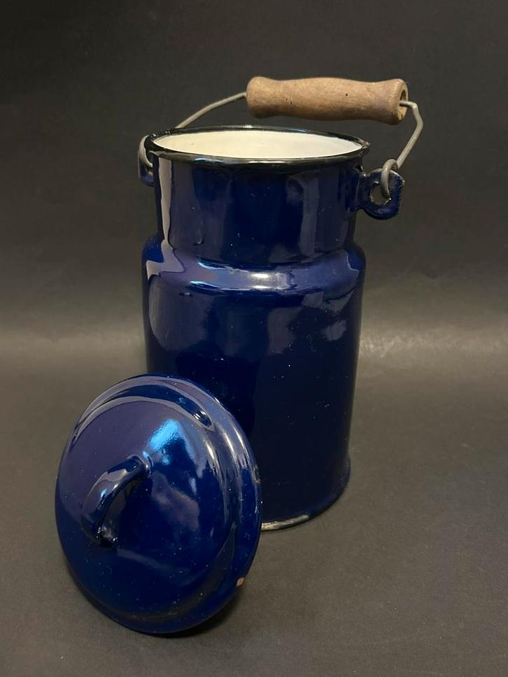 Kobalt Blauwe Emaille Melklan, Antiek en Kunst, Antiek | Emaille, Ophalen of Verzenden