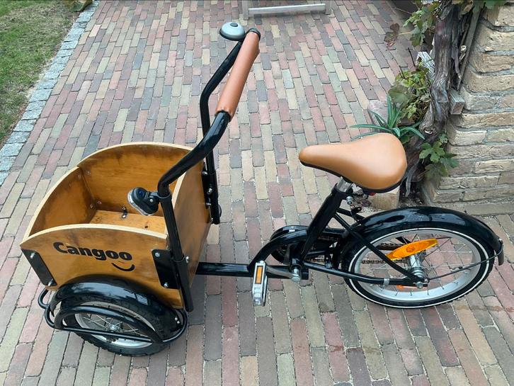 KINDERBAKFIETS/ zwart CANGO, Fietsen en Brommers, Fietsen | Bakfietsen, Zo goed als nieuw, 1 kind, Ophalen