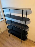 Black Metal & Glass Shelving Unit – Modern Design, Ophalen, Zo goed als nieuw