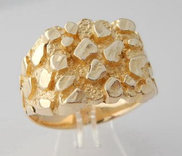 Zware 18 karaat 750 Gouden Piet Piet Herenring Croco Ring beschikbaar voor biedingen