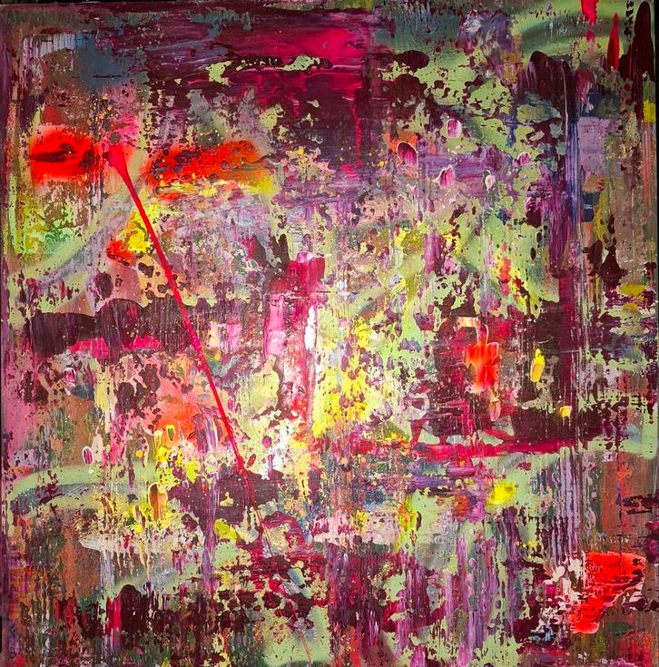 Abstract Schilderij 100x100, Antiek en Kunst, Kunst | Schilderijen | Abstract, Ophalen of Verzenden