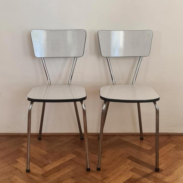 Twee vintage, design formica stoelen., Huis en Inrichting, Stoelen, Twee, Ophalen of Verzenden