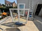 2 maranti hardhouten kozijnen vast raam hr++, Doe-het-zelf en Verbouw, Raamkozijn, Zo goed als nieuw, Inclusief glas, 75 tot 150 cm