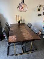 Grijze/ Antraciet leren stoelen €5,-, Huis en Inrichting, Stoelen, Ophalen, Gebruikt, Twee, Leer