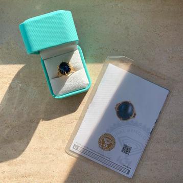 14K Saffieren Ring Met 98 Natuurlijke Diamanten beschikbaar voor biedingen