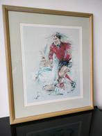 Zeefdruk Twan van de Vorstenbosch Voetbal Sliding Gesigneerd, Antiek en Kunst, Kunst | Litho's en Zeefdrukken, Ophalen of Verzenden