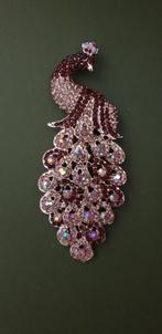 Zilverkleur broche Pauw Bruin met Swarovski elementen, Overige materialen, Bruin, Verzenden, Nieuw