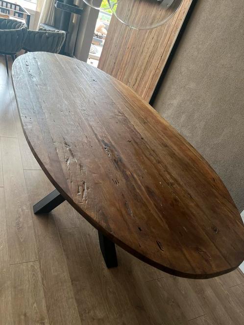 eettafel, massief hout, Huis en Inrichting, Tafels | Eettafels, Zo goed als nieuw, 100 tot 150 cm, 200 cm of meer, Vijf personen of meer