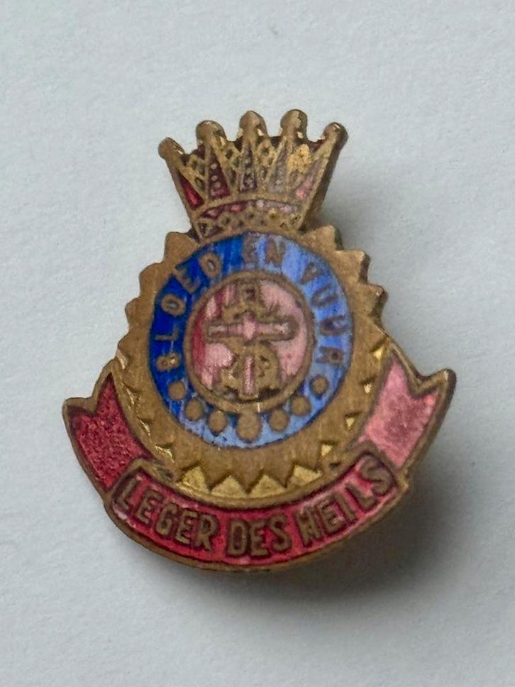 Emaille Broche Leger des Heils Bloed en Vuur, Verzamelen, Speldjes, Pins en Buttons, Zo goed als nieuw, Transport, Ophalen of Verzenden