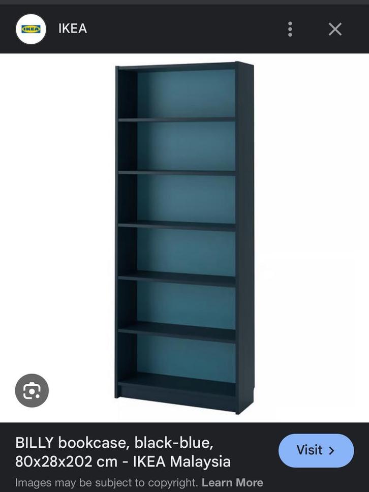 Black-blue Ikea Billy bookcase, Huis en Inrichting, Kasten | Boekenkasten, Zo goed als nieuw, 50 tot 100 cm, 200 cm of meer, 25 tot 50 cm