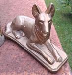 Brocante beeld gips hond herder goudkleur, Ophalen of Verzenden