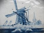 Antieke Tegel Delfts blauw Molen Kerk~wandtegeltje Delft, Ophalen of Verzenden