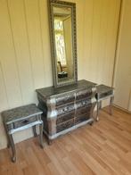 barok slaapkamerset commode 2 nachtkastjes en spiegel, Ophalen, 70 cm of meer, Hout, 65 cm of meer