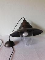 Vintage scheepslamp brons kleurig geborsteld met glazen kap, Huis en Inrichting, Lampen | Hanglampen, Ophalen of Verzenden, Gebruikt