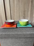 2 Cha Cult Kopjes met Vierkante Schotels, Huis en Inrichting, Keuken | Servies, Gebruikt, Keramiek, Ophalen of Verzenden, Overige stijlen