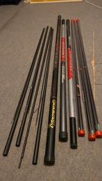 3 x hengels 8,m / 9,5 m /10 m met pull systeem +elastiek, Watersport en Boten, Hengelsport | Algemeen, Ophalen, Zo goed als nieuw