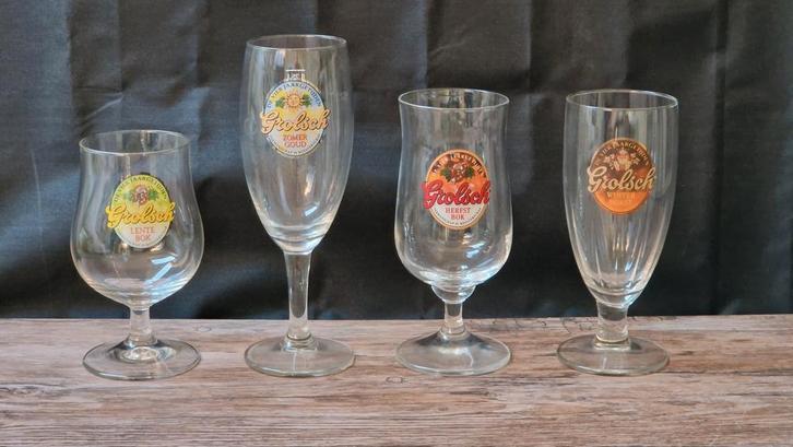 Grolsch Glazen Jaargetijden Serie - Compleet!, Huis en Inrichting, Keuken | Servies, Zo goed als nieuw, Glas of Glazen, Overige stijlen