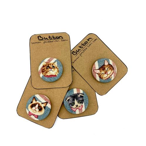 Stoffen handgemaakte buttons katten, Verzamelen, Speldjes, Pins en Buttons, Nieuw, Button, Dier of Natuur, Ophalen of Verzenden