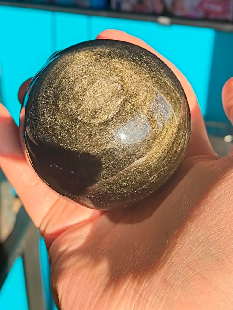 Goud obsidiaan bol, Ophalen of Verzenden, Goud, Goud, Dame