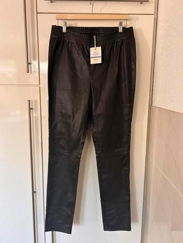 Leren stretchbroek (Goosecraft)maat XL donkerbruin beschikbaar voor biedingen
