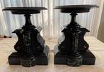 Antieke Zwarte Kandelaars Napoleon III met Marmer, Antiek en Kunst, Ophalen of Verzenden, Overige materialen