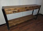 Houten wandtafel met lades, Ophalen, 100 tot 150 cm, Zo goed als nieuw, 25 tot 50 cm