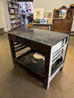 UNIEK - Antiek Industrieel KEUKENBLOK Werkbank METALEN BLAD, Huis en Inrichting, Keuken | Keukenelementen, Ophalen, Gebruikt, 100 tot 150 cm