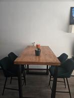 Mangohouten eettafel/bartafel zonder stoelen, Ophalen, 100 tot 150 cm, 50 tot 100 cm, Zo goed als nieuw
