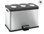 EKO Afvalbak Recycling Prullenbak - trio 3 x 12 liter, Gebruikt, Met pedaal, Ophalen of Verzenden, Rvs
