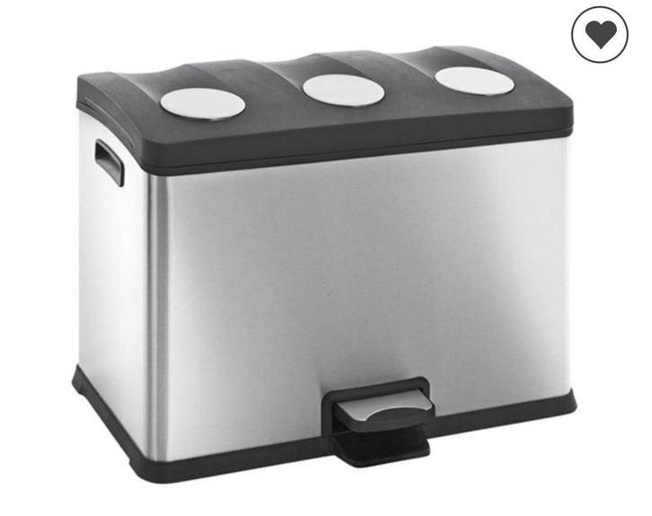 EKO Afvalbak Recycling Prullenbak - trio 3 x 12 liter, Huis en Inrichting, Woonaccessoires | Prullenbakken, Gebruikt, Rvs, Minder dan 50 cm