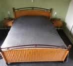 Bed, staal, riet, rotan., Huis en Inrichting, Ophalen, Gebruikt, Bruin, 210 cm