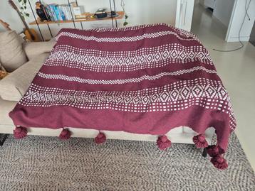 Marrakech handgemaakt plaid deken rood bordeaux 175 x 280 cm beschikbaar voor biedingen